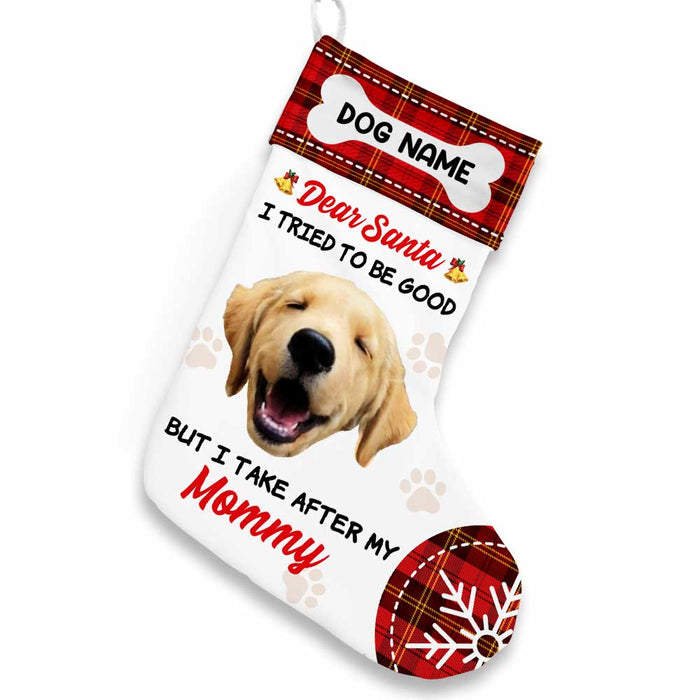 Personalized Dog Cat Photo Santa I Tried To Be Good Stocking OB291 85O47 1