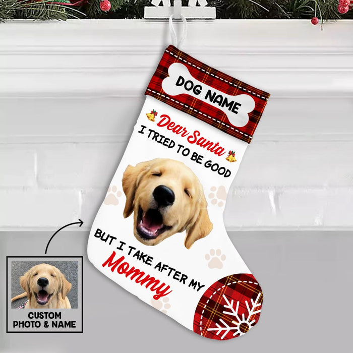 Personalized Dog Cat Photo Santa I Tried To Be Good Stocking OB291 85O47 1