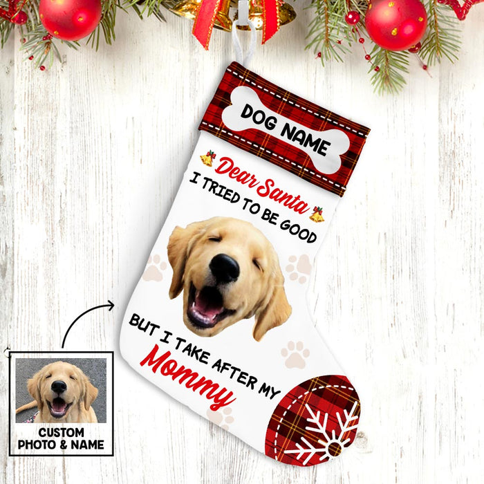 Personalized Dog Cat Photo Santa I Tried To Be Good Stocking OB291 85O47 1