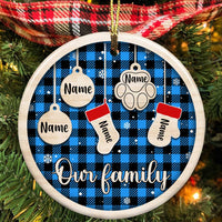 Personalized Family Dog Cat Christmas Circle Ornament OB275 81O34 thumb 1