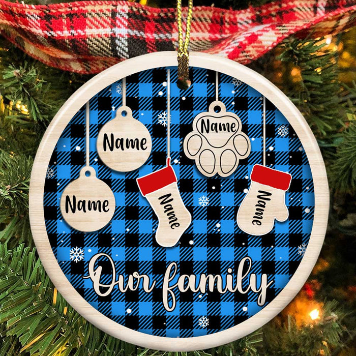 Personalized Family Dog Cat Christmas Circle Ornament OB275 81O34 1