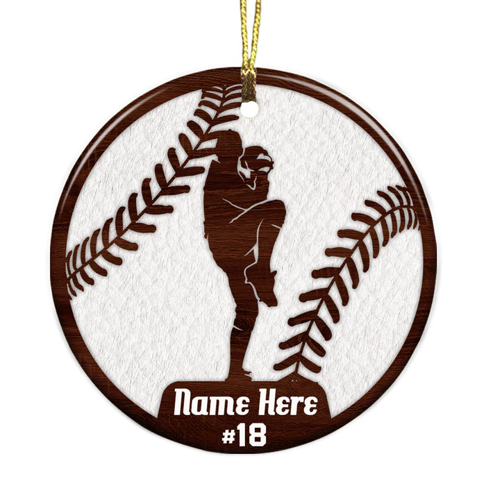 Personalized Baseball Player Christmas Circle Ornament OB291 23O36 1