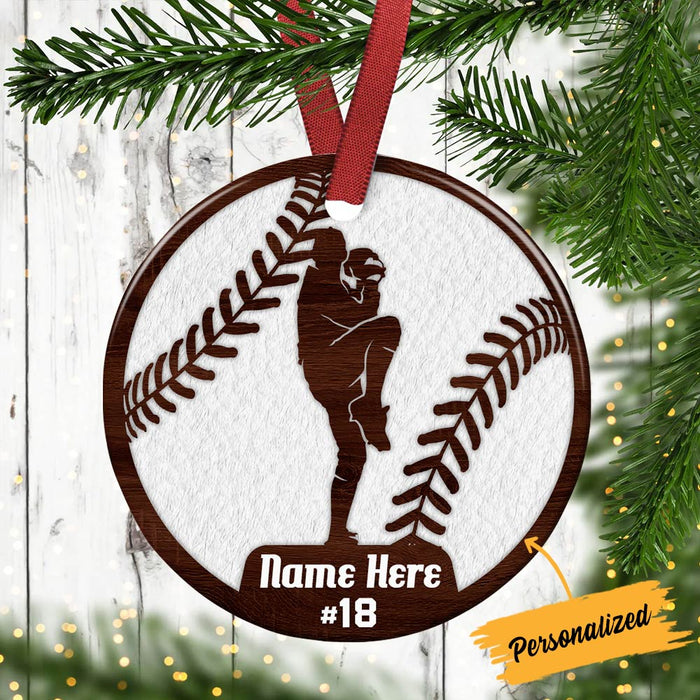 Personalized Baseball Player Christmas Circle Ornament OB291 23O36 1