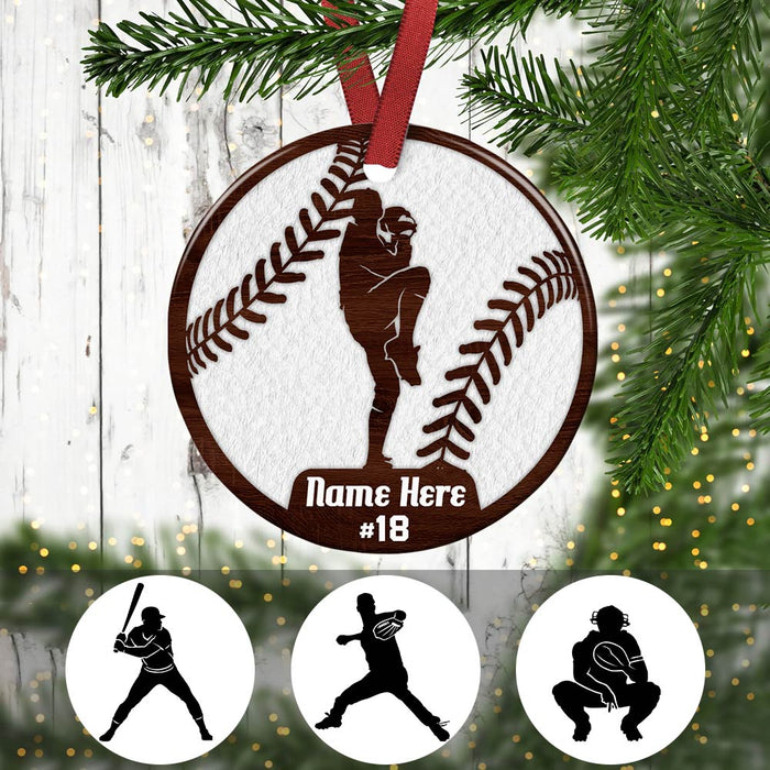 Personalized Baseball Player Christmas Circle Ornament OB291 23O36 1