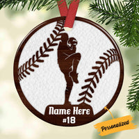 Personalized Baseball Player Christmas Circle Ornament OB291 23O36 thumb 1