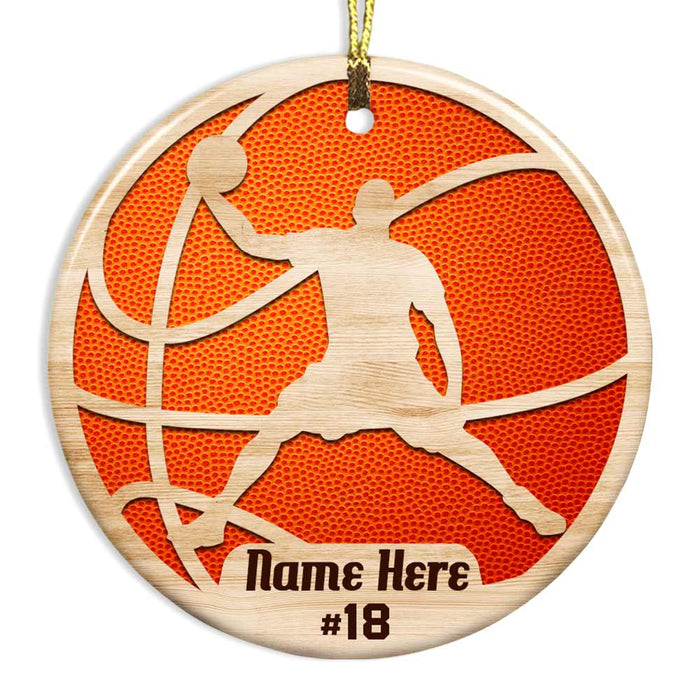 Personalized Basketball Player Christmas Circle Ornament OB301 23O47 1