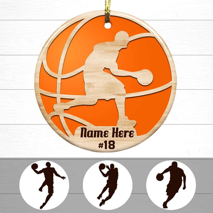 Personalized Basketball Player Christmas Circle Ornament OB301 23O47 1