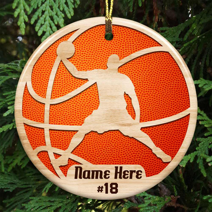 Personalized Basketball Player Christmas Circle Ornament OB301 23O47 1