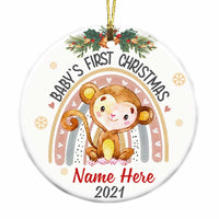 Personalized Baby Christmas Animal Jungle Circle Ornament OB303 81O34 thumb 1