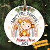 Personalized Baby Christmas Animal Jungle Circle Ornament OB303 81O34 1