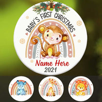 Personalized Baby Christmas Animal Jungle Circle Ornament OB303 81O34 thumb 1