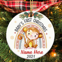 Personalized Baby Christmas Animal Jungle Circle Ornament OB303 81O34 thumb 1