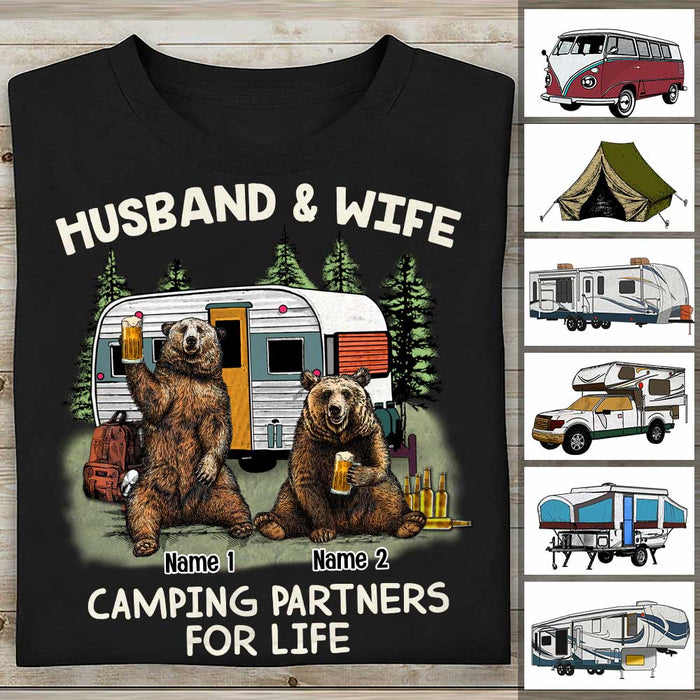 Personalized Husband Wife Couple Camping Partners T Shirt OB302 81O58 1