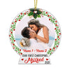 Personalized Photo Couple First Christmas Enaged Married Snow Globe Ornament NB23 87O53 thumb 1