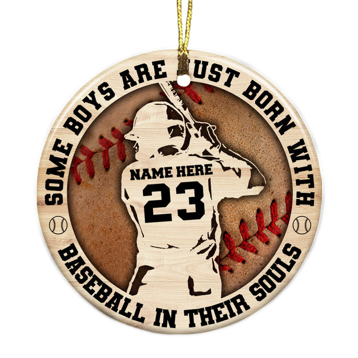 Personalized Baseball Player Kid Christmas Circle Ornament NB23 95O36 1