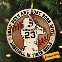 Personalized Baseball Player Kid Christmas Circle Ornament NB23 95O36 thumb 1