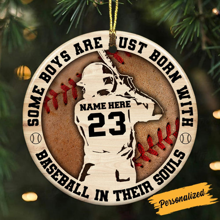 Personalized Baseball Player Kid Christmas Circle Ornament NB23 95O36 1