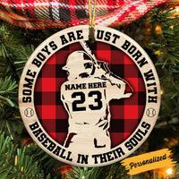 Personalized Baseball Player Kid Christmas Circle Ornament NB23 95O36 thumb 1