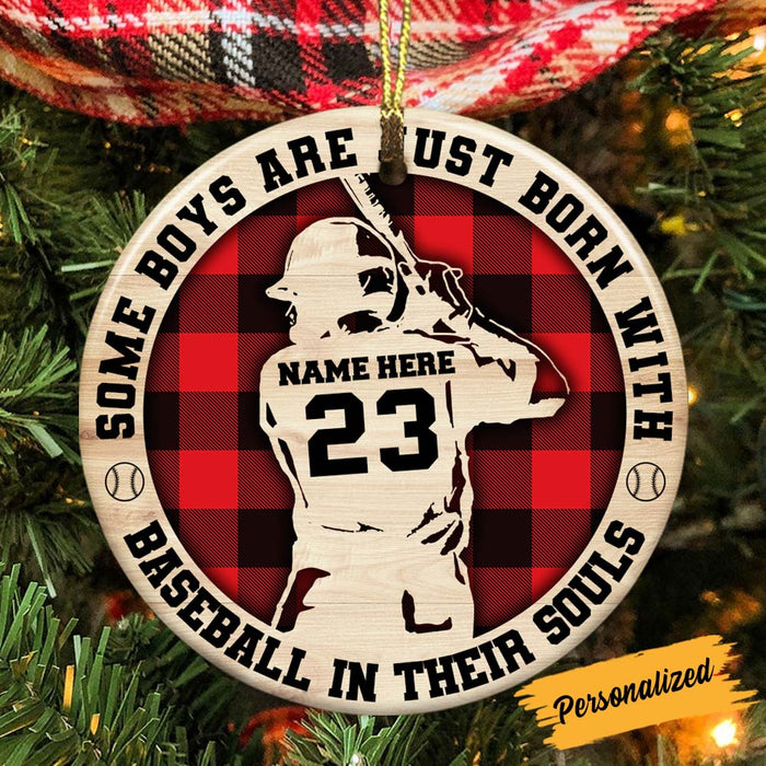 Personalized Baseball Player Kid Christmas Circle Ornament NB23 95O36 1