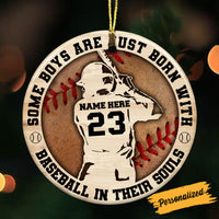Personalized Baseball Player Kid Christmas Circle Ornament NB23 95O36 thumb 1