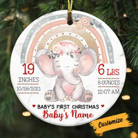 Personalized Elephant Baby Christmas Circle Ornament NB26 30O58 thumb 1