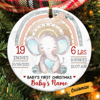 Personalized Elephant Baby Christmas Circle Ornament NB26 30O58 thumb 1