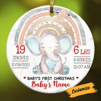 Personalized Elephant Baby Christmas Circle Ornament NB26 30O58 thumb 1
