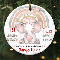 Personalized Elephant Baby Christmas Circle Ornament NB26 30O58 thumb 1
