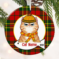 Personalized Cat Wreath Christmas Circle Ornament NB32 87O53 thumb 1
