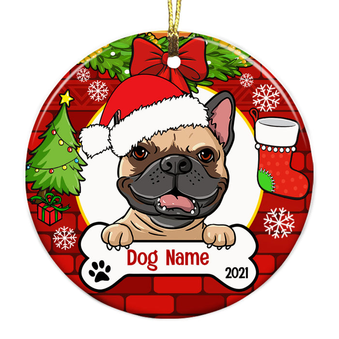 Personalized Dog Wreath Christmas Circle Ornament NB33 87O53 1