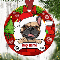 Personalized Dog Wreath Christmas Circle Ornament NB33 87O53 thumb 1