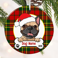 Personalized Dog Wreath Christmas Circle Ornament NB33 87O53 thumb 1