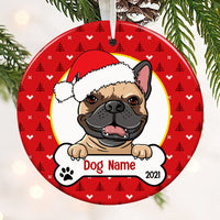 Personalized Dog Wreath Christmas Circle Ornament NB33 87O53 thumb 1