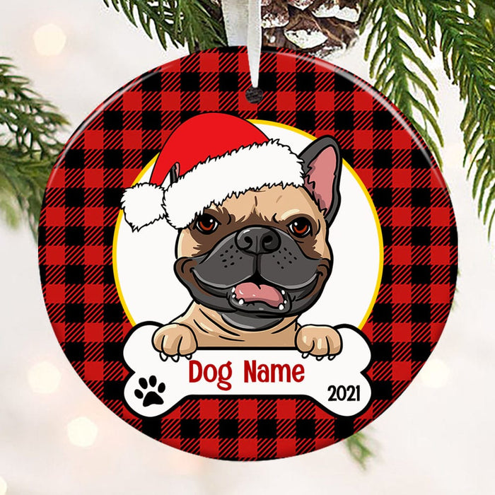 Personalized Dog Wreath Christmas Circle Ornament NB33 87O53 1