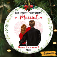 Personalized Couple Christmas Engaged Married Circle Ornament NB22 81O47 thumb 1