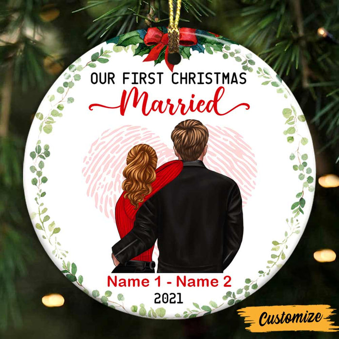 Personalized Couple Christmas Engaged Married Circle Ornament NB22 81O47 1