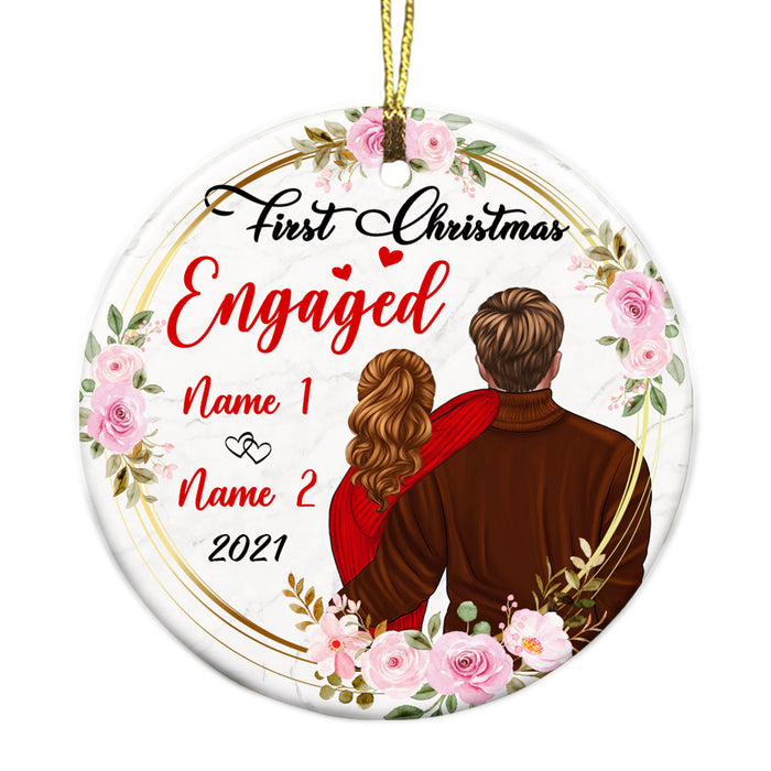 Personalized Christmas Couple Circle Ornament NB31 26O36 1