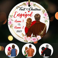 Personalized Christmas Couple Circle Ornament NB31 26O36 thumb 1