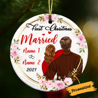 Personalized Christmas Couple Circle Ornament NB31 26O36 thumb 1