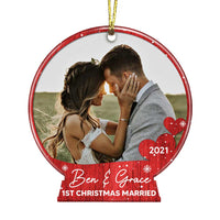 Personalized Couple Photo First Christmas Married Snow Globe Ornament NB41 85O47 thumb 1