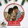 Personalized Couple Photo First Christmas Married Snow Globe Ornament NB41 85O47 1