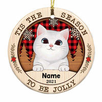 Personalized Tis The Season Cat Circle Ornament NB31 23O57 thumb 1