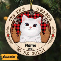 Personalized Tis The Season Cat Circle Ornament NB31 23O57 thumb 1