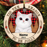 Personalized Tis The Season Cat Circle Ornament NB31 23O57 thumb 1