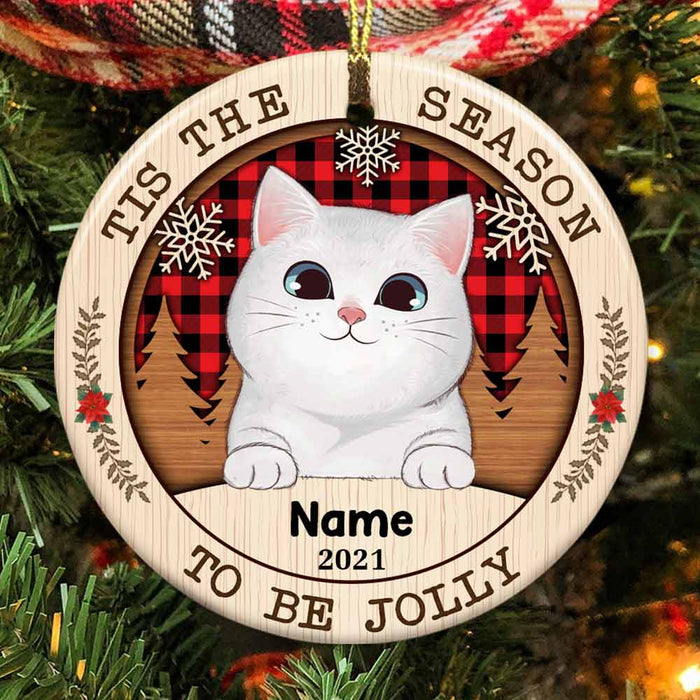 Personalized Tis The Season Cat Circle Ornament NB31 23O57 1