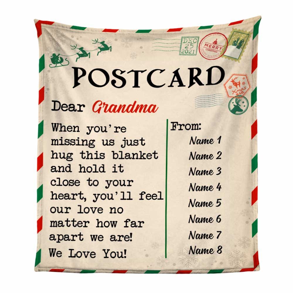 Personalized Postcard Message Blanket For Grandma/Mom/Grandpa/Papa - C