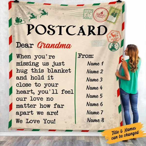 Personalized Postcard Message Blanket For Grandma/Mom/Grandpa/Papa - C