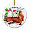 Personalized Christmas Cat Red Truck Circle Ornament NB31 24O66 1