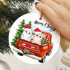 Personalized Christmas Cat Red Truck Circle Ornament NB31 24O66 1