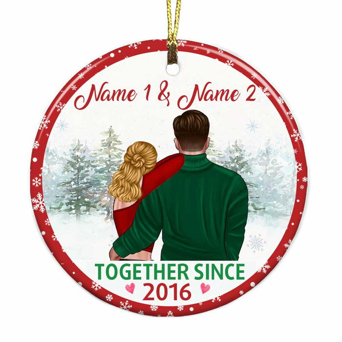 Personalized Couple Christmas Together Since Circle Ornament NB42 87O34 1